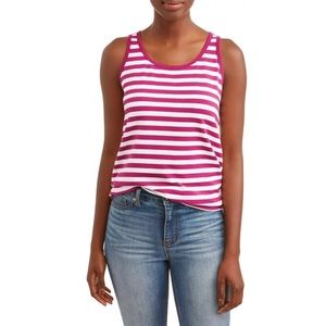 Time and Tru tank top women's sz medium 8/10 purple‎ & white stripes sleeveless